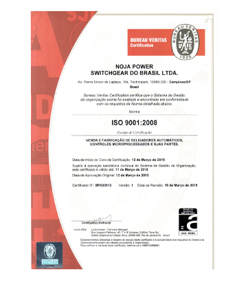 NOJA Power Brasil gana la certificación de calidad de administración ISO 9001:2008