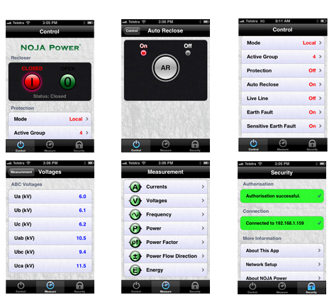 App de reconectador NOJA Power para iPad y iPhone.