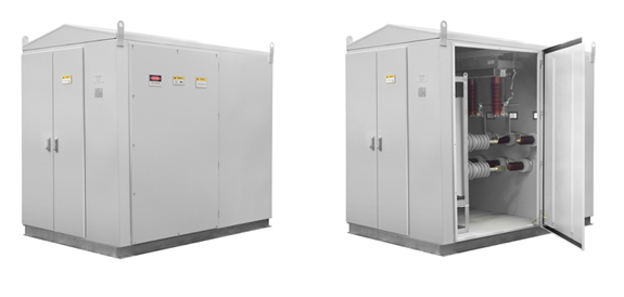 Kiosko para montaje en tierra portatil montado sobre rodachines con interruptor de tierra